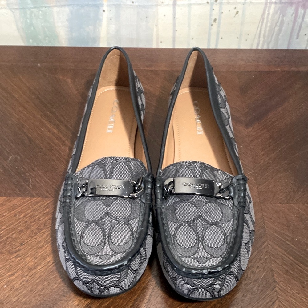 Coach Logo Olive Monogram Signature Loafers Grey Black  Women’s  9.5B - Picture 6 of 7